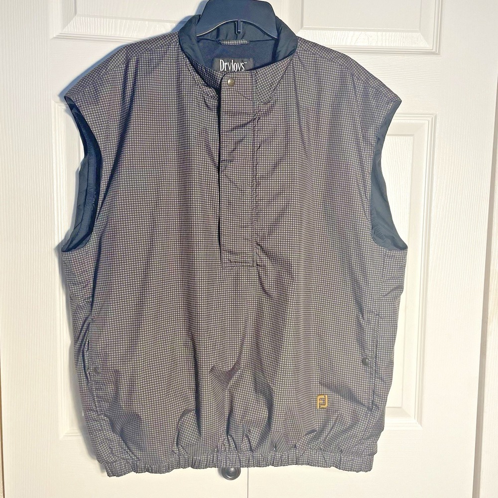 DryJoys by FootJoy Golf‎ Vest Mens XL Houndstooth Lightweight Pullover Pockets